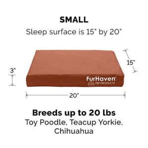 Furhaven Pet Bed for Dogs and Cats - Water-Resistant Indoor-Outdoor Logo Print Oxford Mattress Cooling Gel Foam Dog Bed, Removable Cover - Chestnut, Small