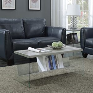 Convenience Concepts SoHo Coffee Table, Faux Birch / Glass