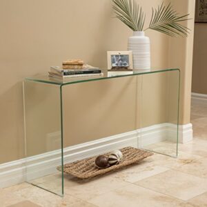 christopher knight home cadyn 12mm tempered glass console table, clear