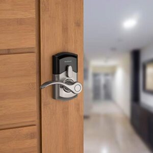 Kwikset SmartCode 955 Keypad Electronic Lever Door Lock Deadbolt Alternative with Pembroke Door Handle Lever Featuring SmartKey Security in Satin Nickel