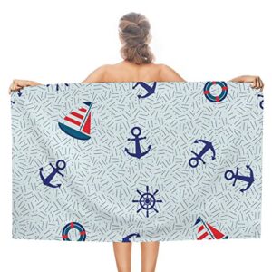 my little nest bath towels quick dry bathroom towels sailboat anchor steering wheel absorbent shower towels soft hand towel wash cloths for spa pool hotel gym 31″ x 51″