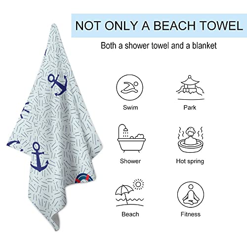 My Little Nest Bath Towels Quick Dry Bathroom Towels Sailboat Anchor Steering Wheel Absorbent Shower Towels Soft Hand Towel Wash Cloths for Spa Pool Hotel Gym 31" x 51"