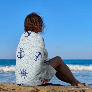 My Little Nest Bath Towels Quick Dry Bathroom Towels Sailboat Anchor Steering Wheel Absorbent Shower Towels Soft Hand Towel Wash Cloths for Spa Pool Hotel Gym 31" x 51"