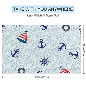 My Little Nest Bath Towels Quick Dry Bathroom Towels Sailboat Anchor Steering Wheel Absorbent Shower Towels Soft Hand Towel Wash Cloths for Spa Pool Hotel Gym 31" x 51"