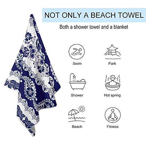 My Little Nest Bath Towels Soft Absorbent Bathroom Towel Lace Bohemian Floral Paisley Stripes Quick Dry Bath Towel Large Shower Towels Lightweight Hand Towels 31" x 51"