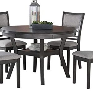 New Classic Furniture Gia 5-Piece Round Dining Set with 1 Dining Table and 4 Chairs, 47-Inch, Gray
