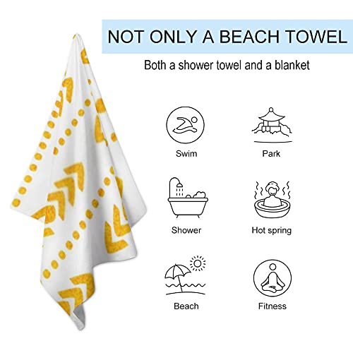 My Little Nest Bath Towels Quick Dry Bathroom Towels Ethnic Golden Arrows Absorbent Shower Towels Soft Hand Towel Wash Cloths for Spa Pool Hotel Gym 31" x 51"