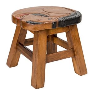 sleepy dog design hand carved acacia hardwood decorative short stool