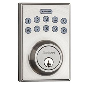 Kwikset 92640-001 Contemporary Electronic Keypad Single Cylinder Deadbolt with 1-Touch Motorized Locking, Satin Nickel, 8 x 4 x 6