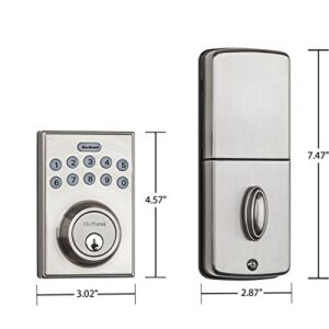 Kwikset 92640-001 Contemporary Electronic Keypad Single Cylinder Deadbolt with 1-Touch Motorized Locking, Satin Nickel, 8 x 4 x 6