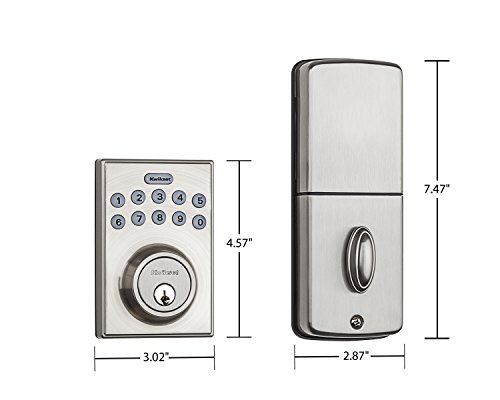 Kwikset 92640-001 Contemporary Electronic Keypad Single Cylinder Deadbolt with 1-Touch Motorized Locking, Satin Nickel, 8 x 4 x 6