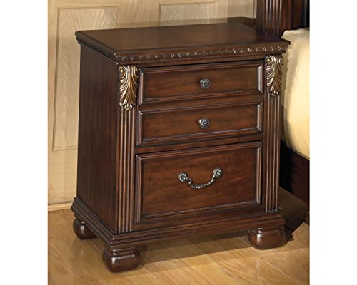 Signature Design by Ashley Leahlyn Traditional 2 Drawer Nightstand, Warm Brown