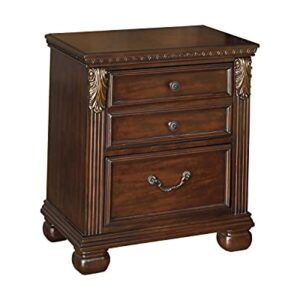 Signature Design by Ashley Leahlyn Traditional 2 Drawer Nightstand, Warm Brown