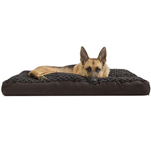 Furhaven XL Pillow Dog Bed Ultra Plush Faux Fur & Suede Mattress w/ Removable Washable Cover - Chocolate, Jumbo (X-Large)