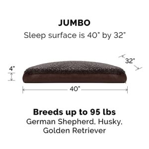 Furhaven XL Pillow Dog Bed Ultra Plush Faux Fur & Suede Mattress w/ Removable Washable Cover - Chocolate, Jumbo (X-Large)