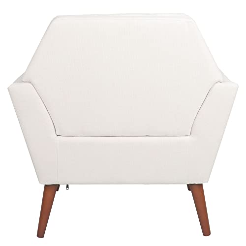 LEVNARY Modern Accent Chair, Comfy Upholstered Button Tufted Armchair with Wood Legs, Mid-Century Upholstered Single Sofa Chair for Reading Room Living Room (Beige)