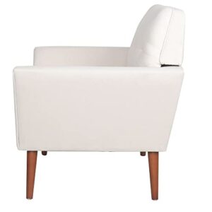 LEVNARY Modern Accent Chair, Comfy Upholstered Button Tufted Armchair with Wood Legs, Mid-Century Upholstered Single Sofa Chair for Reading Room Living Room (Beige)