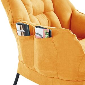 Fridtrip Upholstered Lazy Chair Accent Sofa Chair with Side Pocket Metal Legs and High-Density Foam Single Sofa Chair (Yellow)