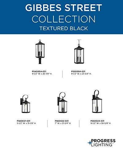 Progress Lighting Gibbes Street Collection 3-Light Clear Beveled Glass New Traditional Outdoor Post Lantern Light Textured Black,26.88x9.50x9.50