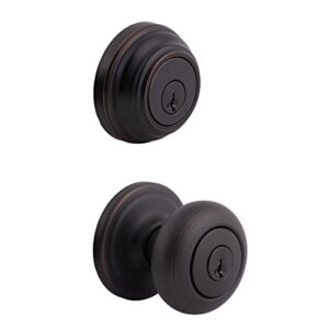 kwikset 99910-035 juno entry door knob and single cylinder deadbolt combo pack, venetian bronze