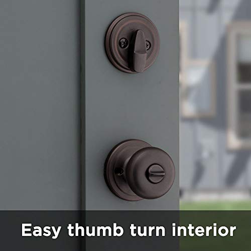 Kwikset 99910-035 Juno Entry Door Knob and Single Cylinder Deadbolt Combo Pack, Venetian Bronze