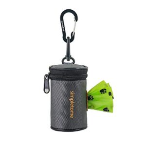 simpletome dog waste bag dispenser for leash belt waterproof 1680d oxford ykk zipper (grey)