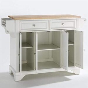 crosley furniture lafayette full size kitchen island with natural wood top, white