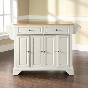 Crosley Furniture Lafayette Full Size Kitchen Island with Natural Wood Top, White