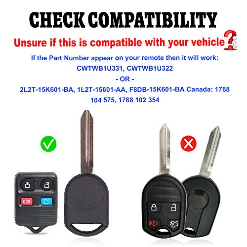 Beefunny Replacement Upgraded Flip Remote Car Key Fob 315MHz 4D63 Chip for Ford Lincoln Mercury FCC ID CWTWB1U345 CWTWB1U331 CWTWB1U322 GQ43VT11T