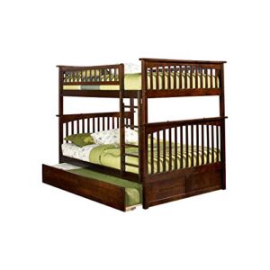 atlantic furniture columbia bunk bed full over full with twin size urban trundle bed walnut/full over full