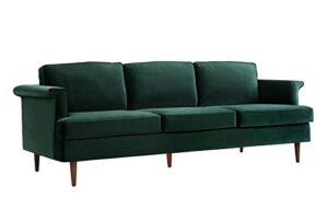 tov furniture the porter collection contemporary style velvet upholstered living room sofa with beech wood legs, forest green