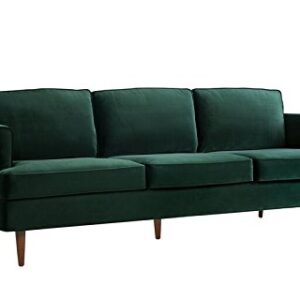 TOV Furniture The Porter Collection Contemporary Style Velvet Upholstered Living Room Sofa with Beech Wood Legs, Forest Green