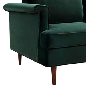 TOV Furniture The Porter Collection Contemporary Style Velvet Upholstered Living Room Sofa with Beech Wood Legs, Forest Green