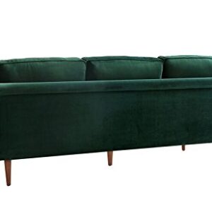 TOV Furniture The Porter Collection Contemporary Style Velvet Upholstered Living Room Sofa with Beech Wood Legs, Forest Green