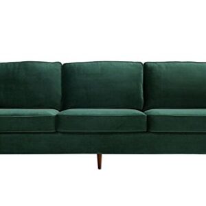 TOV Furniture The Porter Collection Contemporary Style Velvet Upholstered Living Room Sofa with Beech Wood Legs, Forest Green