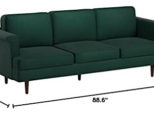 TOV Furniture The Porter Collection Contemporary Style Velvet Upholstered Living Room Sofa with Beech Wood Legs, Forest Green