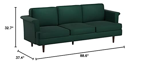 TOV Furniture The Porter Collection Contemporary Style Velvet Upholstered Living Room Sofa with Beech Wood Legs, Forest Green