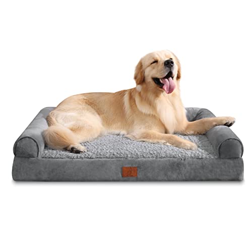 Mesa Lemon Large Dog Bed, Washable Dog Bed with Removable Cover, Orthopedic Dog Bed with Waterproof Lining, Memory Foam Bolster Dog Sofa with Nonskid Bottom, Dog Bed for Large, Extra Large Dogs