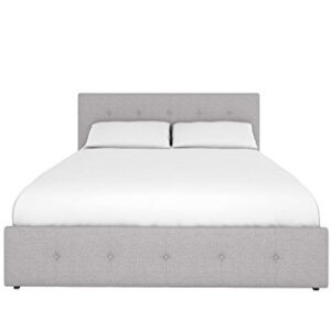 DHP Rose Upholstered Platform Bed with Underbed Storage Drawers and Button Tufted Headboard and Footboard, No Box Spring Needed, Queen, Gray Linen