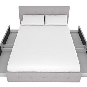 DHP Rose Upholstered Platform Bed with Underbed Storage Drawers and Button Tufted Headboard and Footboard, No Box Spring Needed, Queen, Gray Linen
