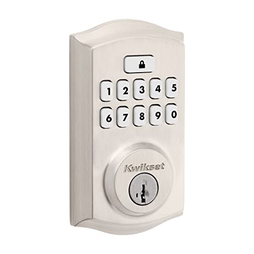 Kwikset SmartCode 260 Keyless Electronic Keypad Deadbolt, Microban Protected Keypad, Auto Door Lock, SmartKey Re-Key Security, Satin Nickel