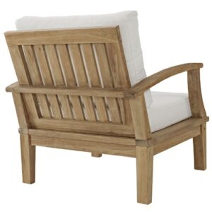 Modway EEI-1475-NAT-WHI-SET Marina Premium Grade A Teak Wood Outdoor Patio Furniture Set, 3 Piece, Natural White