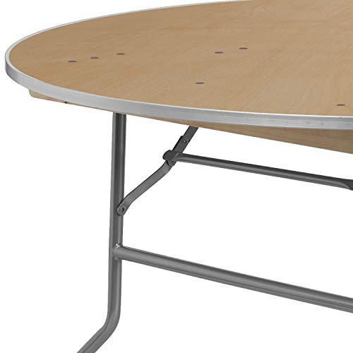 Flash Furniture 5-Foot Round HEAVY DUTY Birchwood Folding Banquet Table with METAL Edges