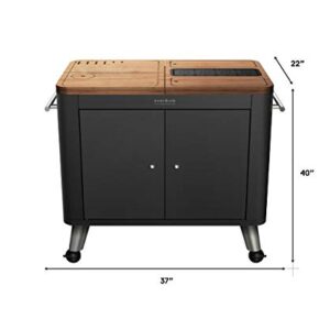 Everdure Mobile Prep Kitchen, 40-Inch Indoor/Outdoor Kitchen Island, Rolling Cart with Lockable Wheels, Equipped with Built-in Cutting Board and Serving Trays, Graphite