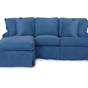 Sunset Trading Horizon Slipcovered Sleeper Sofa and Chaise, Indigo Blue