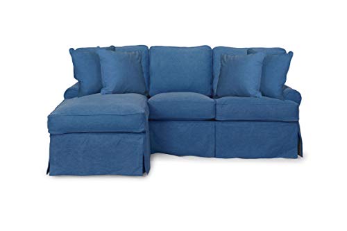 Sunset Trading Horizon Slipcovered Sleeper Sofa and Chaise, Indigo Blue