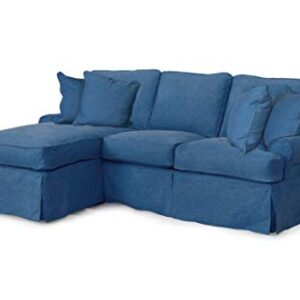Sunset Trading Horizon Slipcovered Sleeper Sofa and Chaise, Indigo Blue