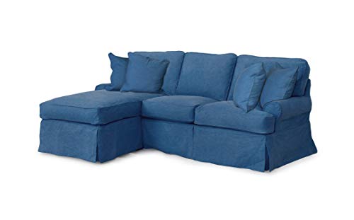 Sunset Trading Horizon Slipcovered Sleeper Sofa and Chaise, Indigo Blue