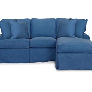 Sunset Trading Horizon Slipcovered Sleeper Sofa and Chaise, Indigo Blue