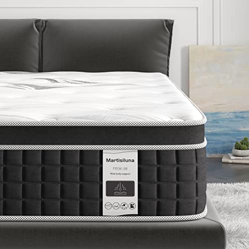 Martisiluna Full Mattress, 10.5 Inch Hybrid Gel Memory Foam Mattress in a Box, Individually Wrapped Pocket Coil Innerspring for Pressure Relief&Cooler Sleeping, CertiPUR-US Certified|10-Year Support